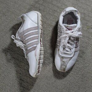 K-Swiss Women's Sz 9 White, Taupe and Silver Floral Sneakers